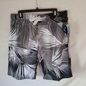 KANU Surf Men's Cargo‎ Board Shorts Swim Trunks X-Large Black Ivy Print